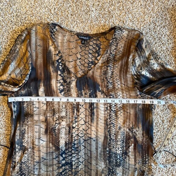 Conrad C Collection Shirt animal print snake brown sheer leather feather belt - Picture 9 of 12